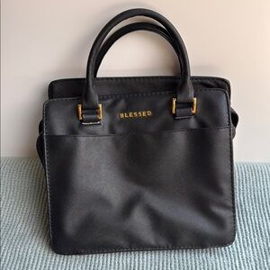 Black Handbag with Gold Accents